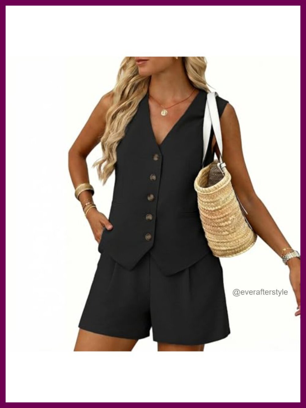 Women 2 Piece Sleeveless Vest & Short Pants Set Business Casual Travel Outfit